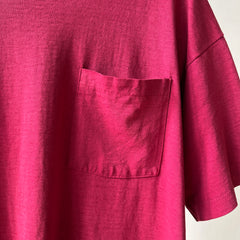 1980s Blank Burgundy Pocket T Shirt