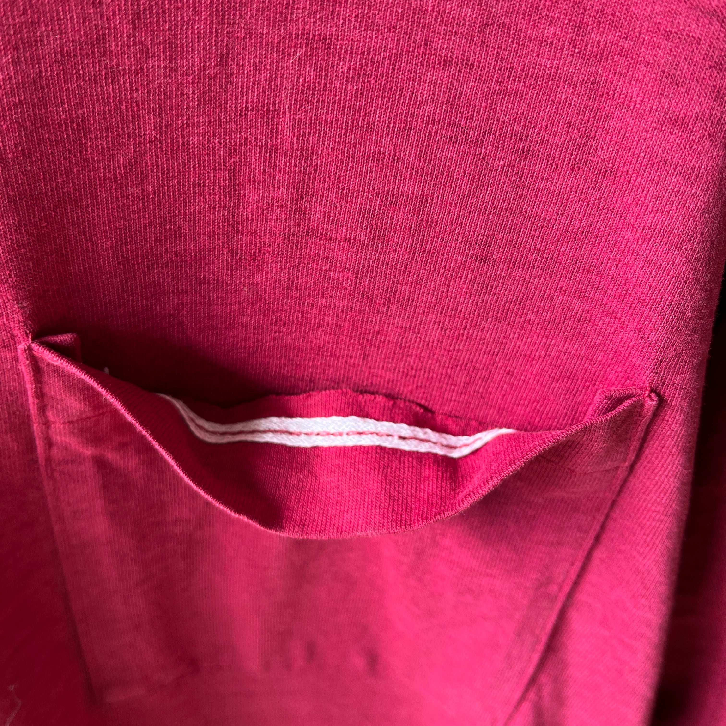 1980s Blank Burgundy Pocket T Shirt