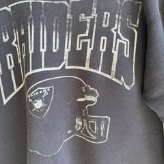 1990s Super Rad Hand Mended Raiders Sweatshirt - Killer Gauge and Fading