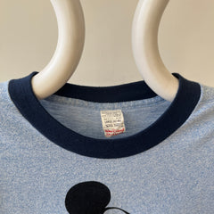 1980s Heather Baby Blue Mickey Ringer T Shirt - Collectible