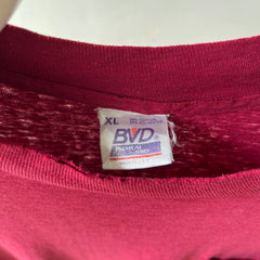 1980s Blank Burgundy Pocket T Shirt