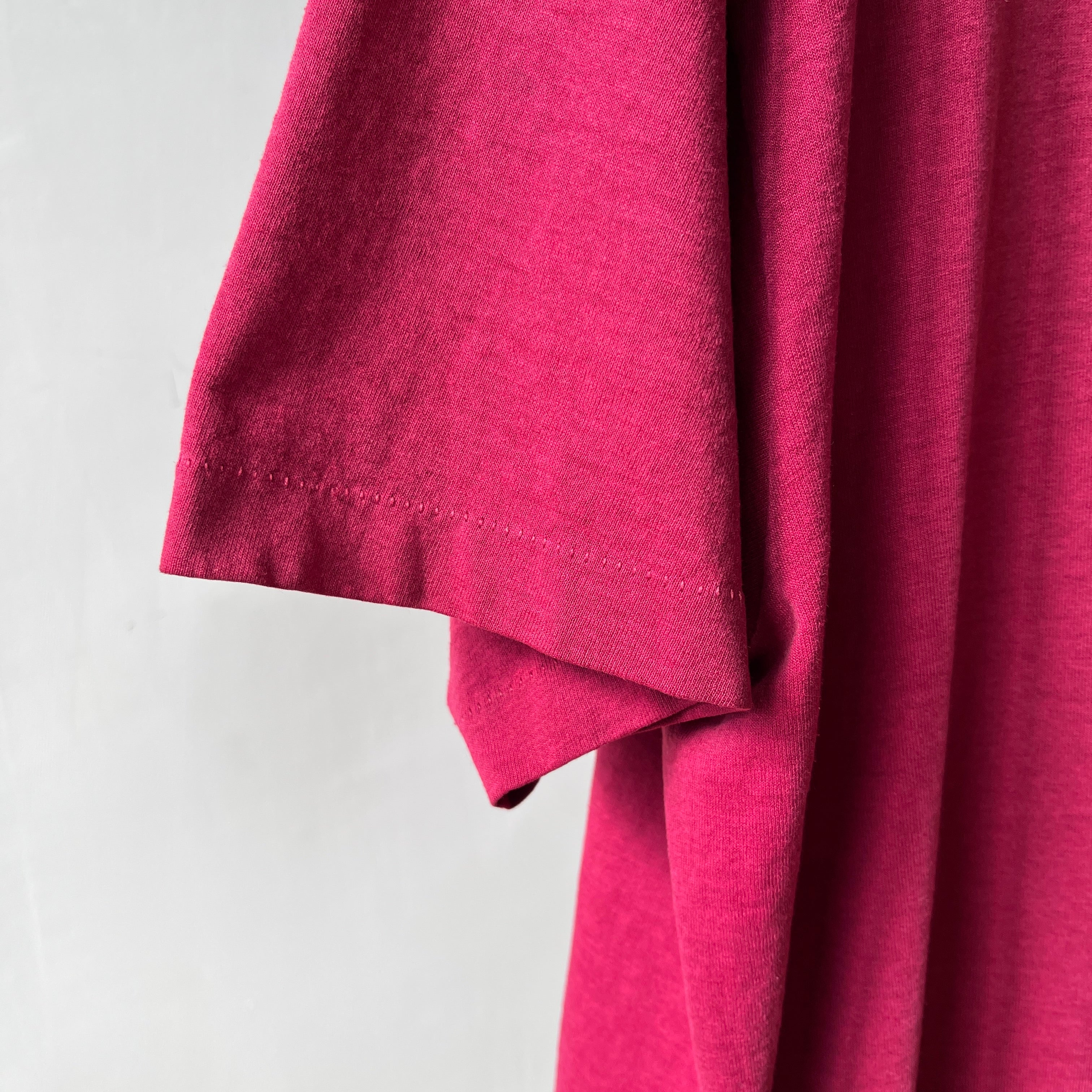 1980s Blank Burgundy Pocket T Shirt