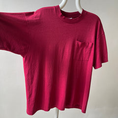 1980s Blank Burgundy Pocket T Shirt