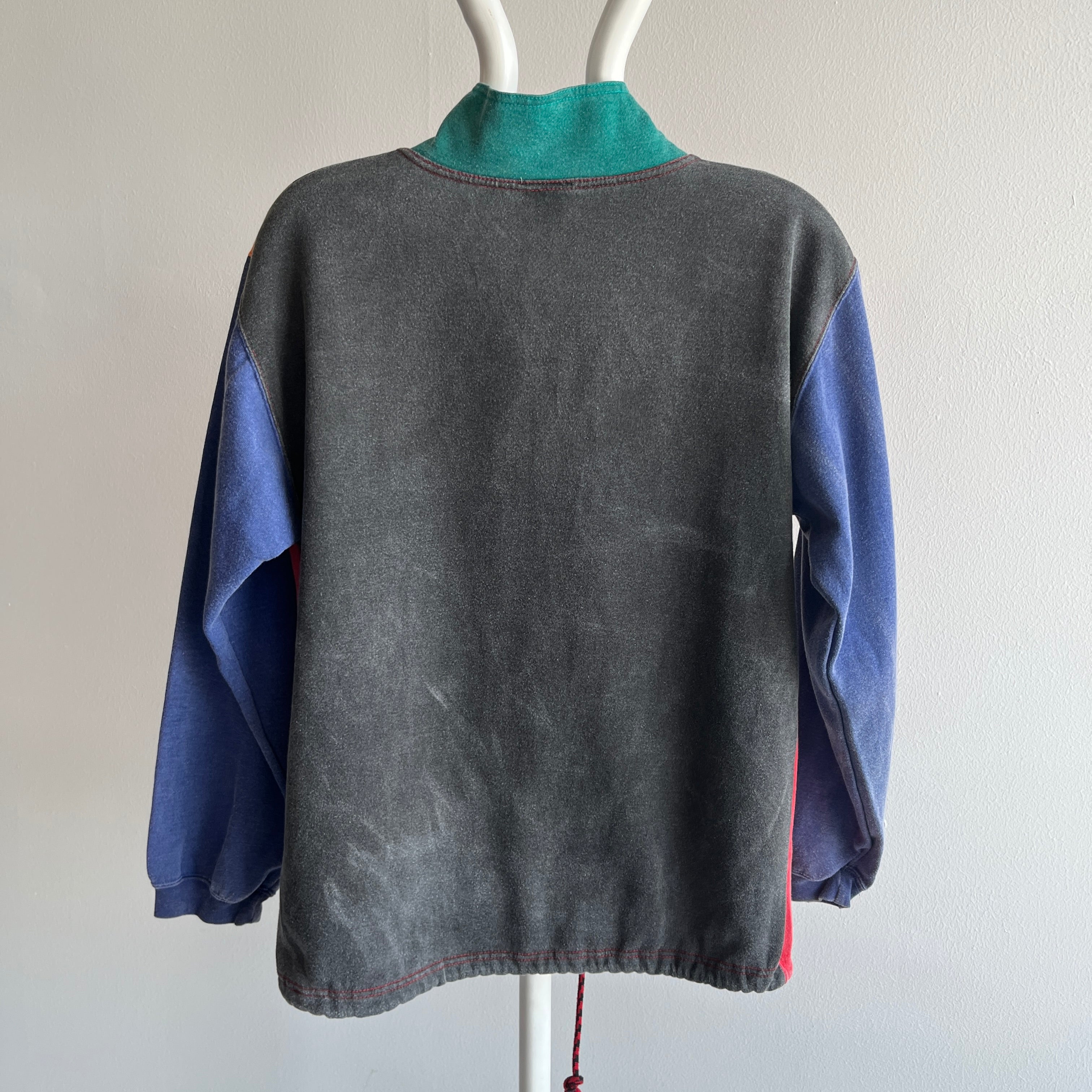 1980s Color Block Mania 1/4 Zip Sweatshirt