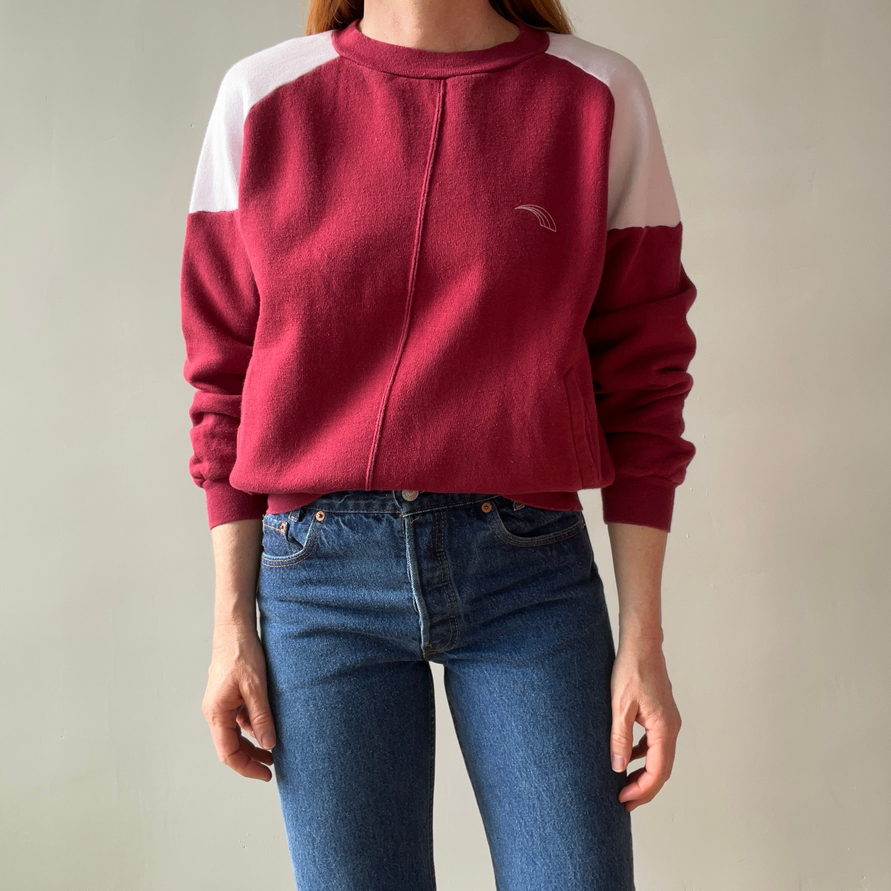 1980s Two Tone Super Cool Sweatshirt with Pockets!!