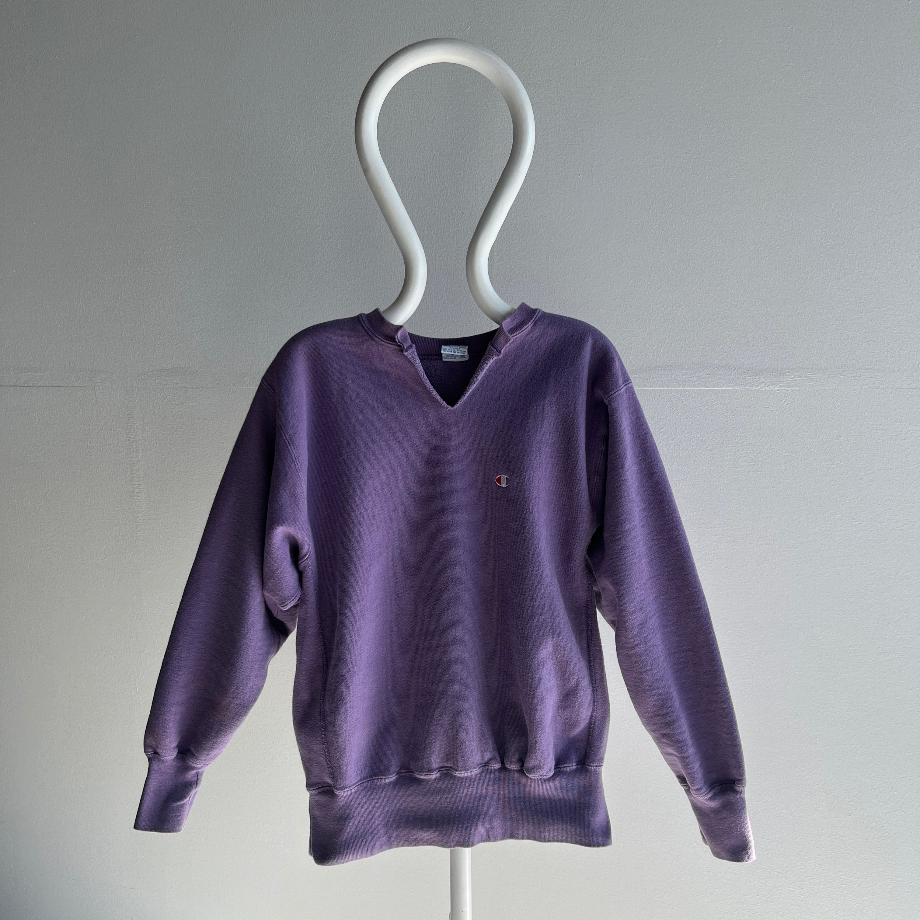 Champion purple discount v neck sweatshirt