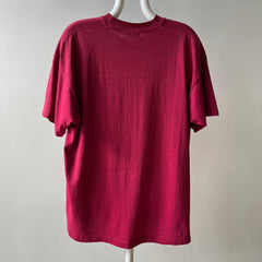 1980s Blank Burgundy Pocket T Shirt