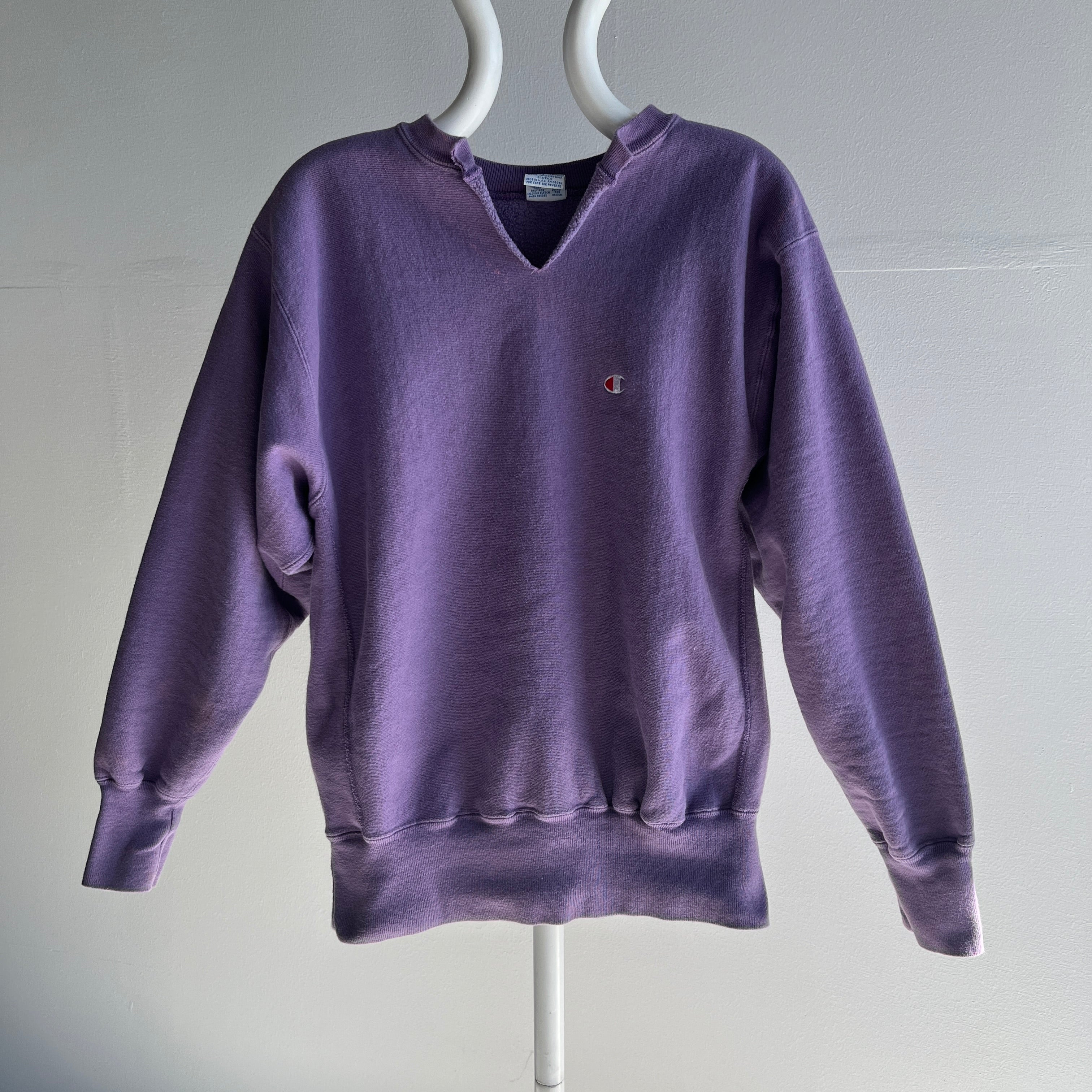 1980/90s Champion Brand Lilac Reverse Weave with some Pink Bleach/Color Bleed