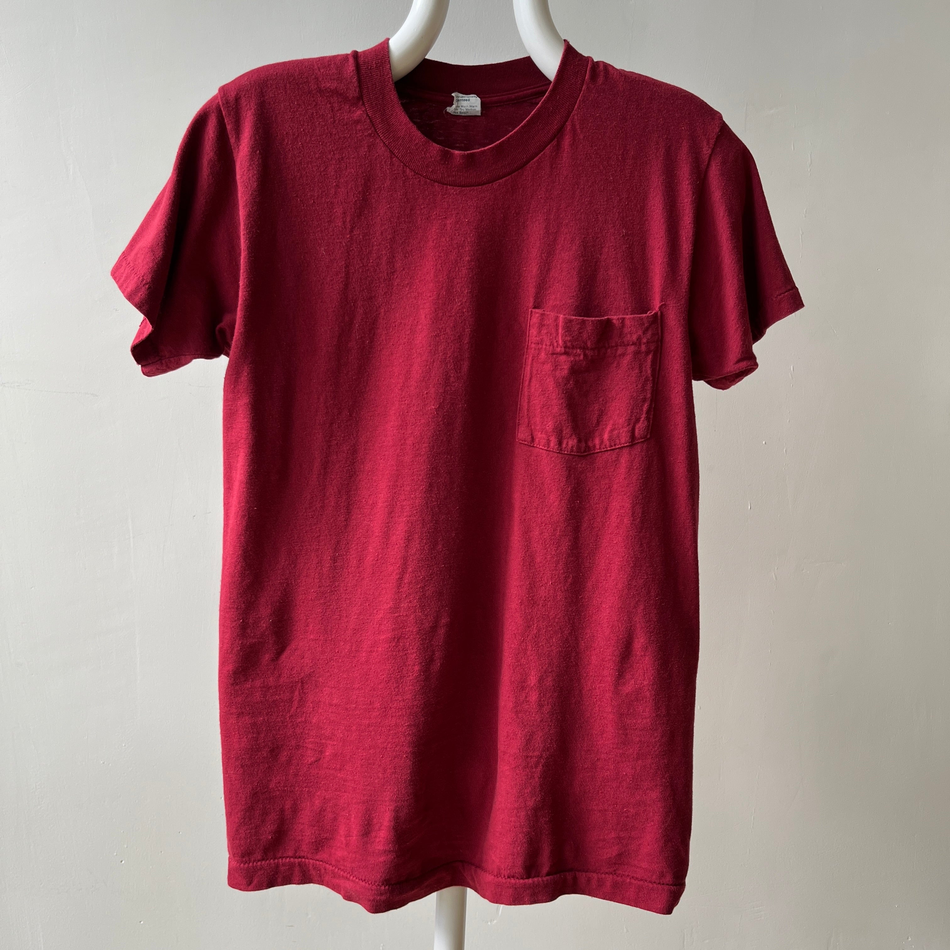 1980s/90s Blank Burgundy Pocket T Shirt