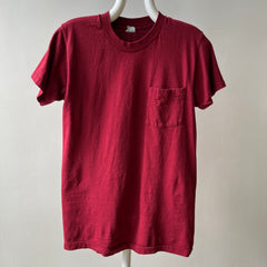 1980s/90s Blank Burgundy Pocket T Shirt