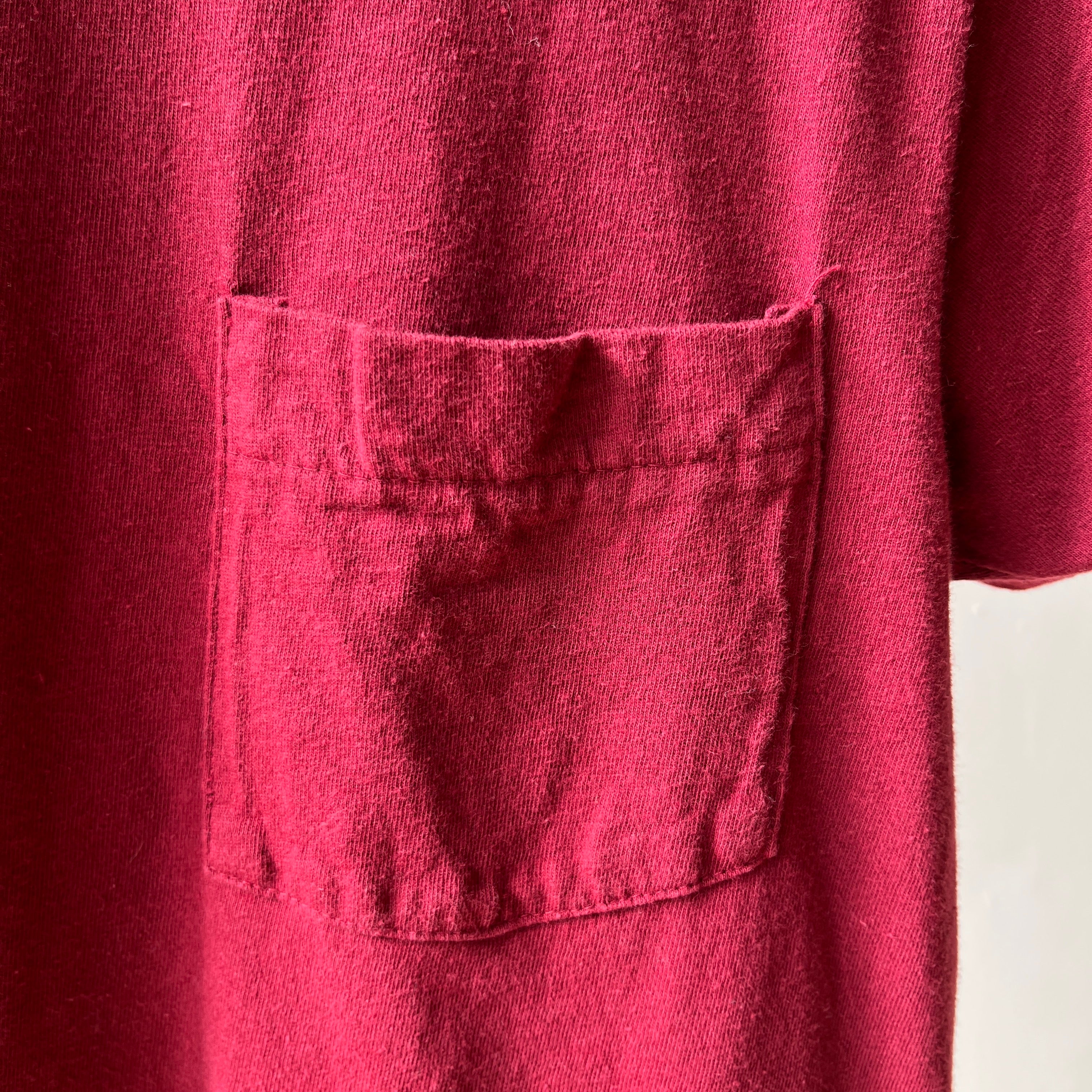 1980s/90s Blank Burgundy Pocket T Shirt