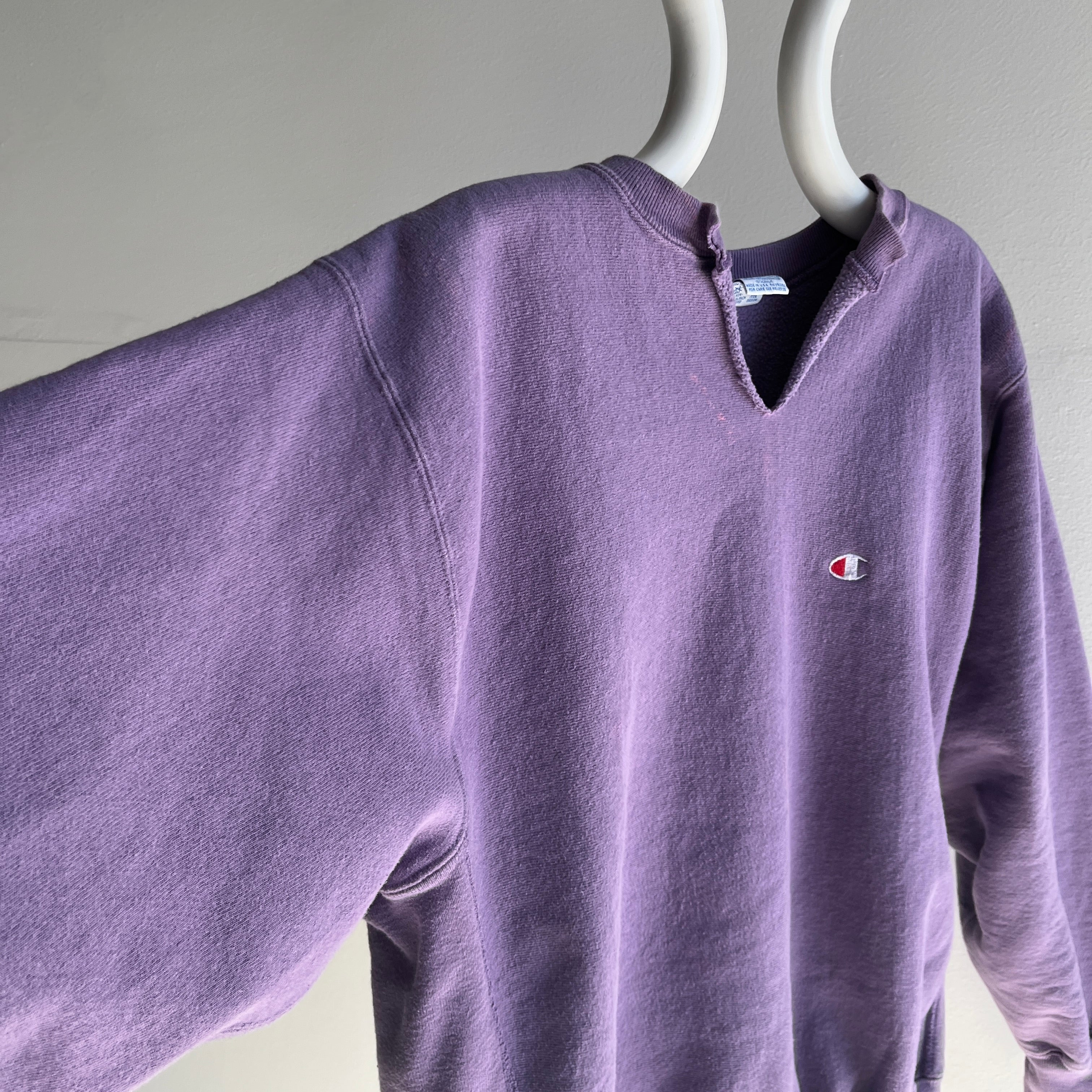 1980/90s Champion Brand Lilac Reverse Weave with some Pink Bleach/Color Bleed