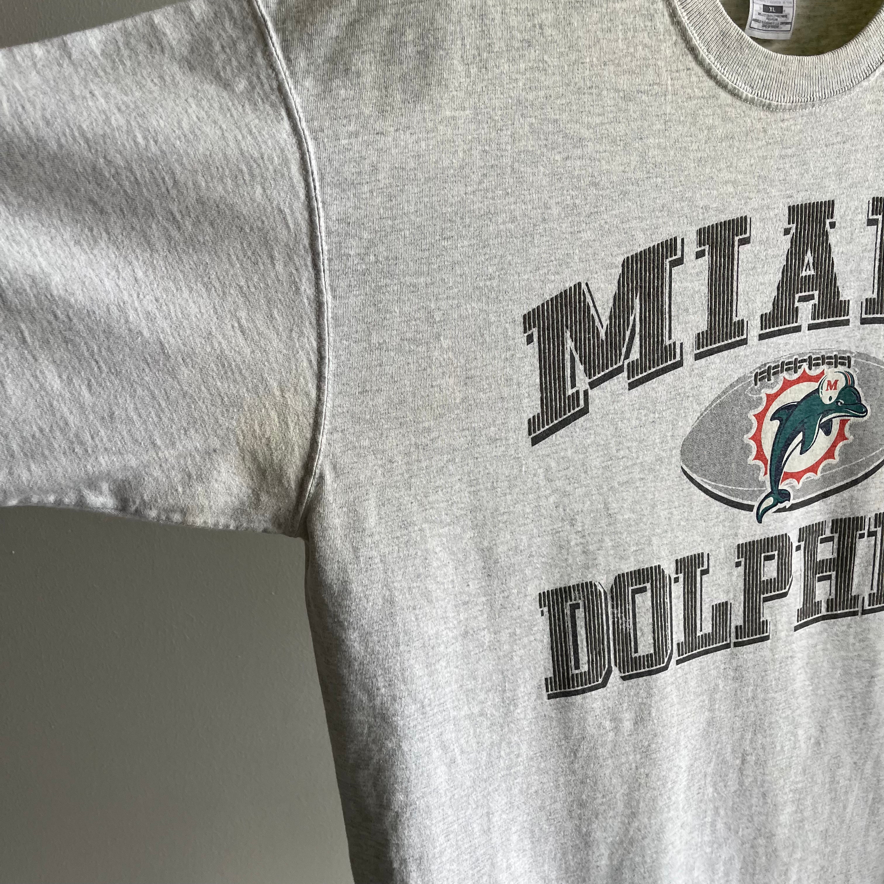 1990s Miami Dolphins Age Stained Cotton T-Shirt