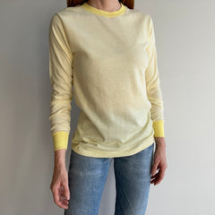 1970s Buttery Yellow and Soft Long Johns Style Shirt