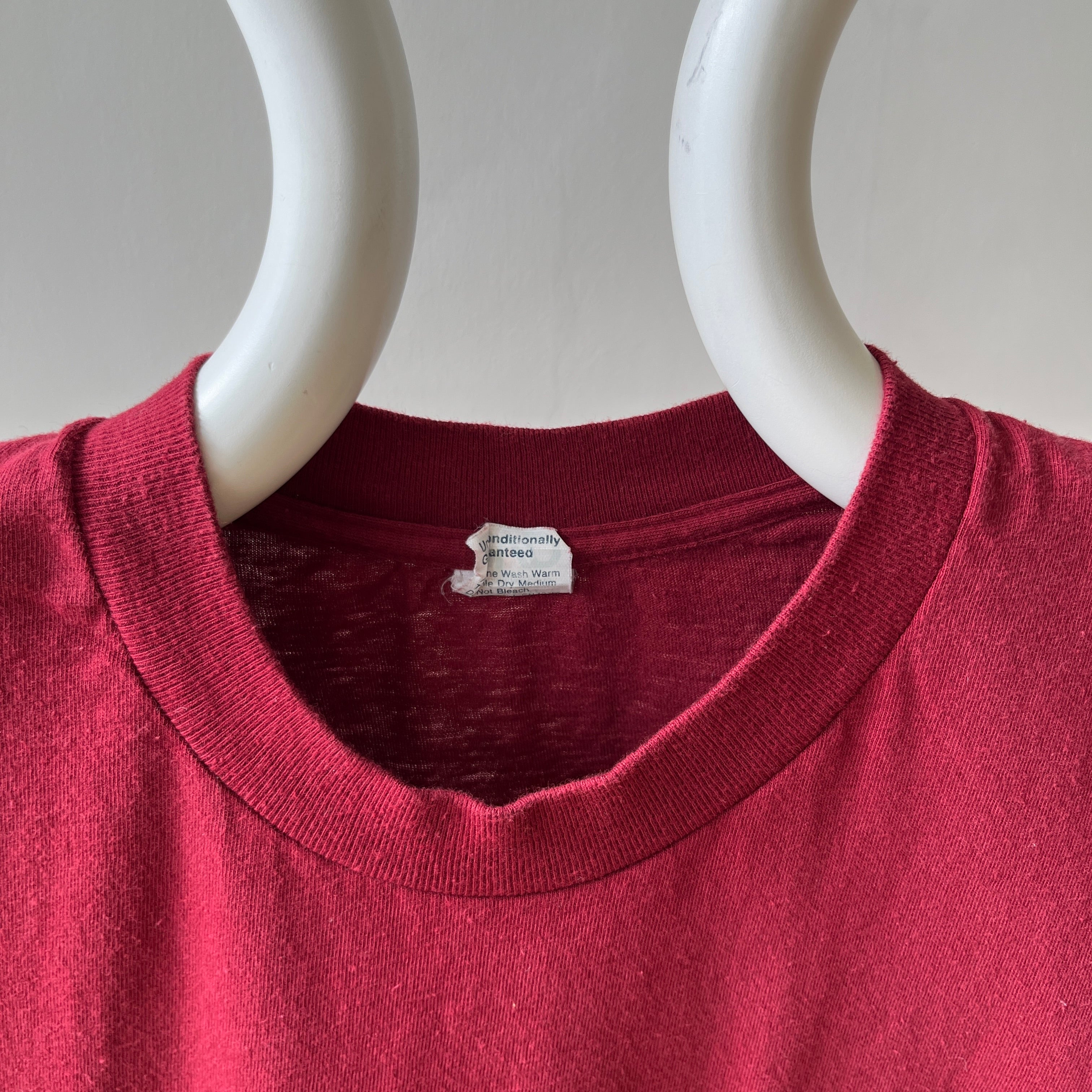 1980s/90s Blank Burgundy Pocket T Shirt