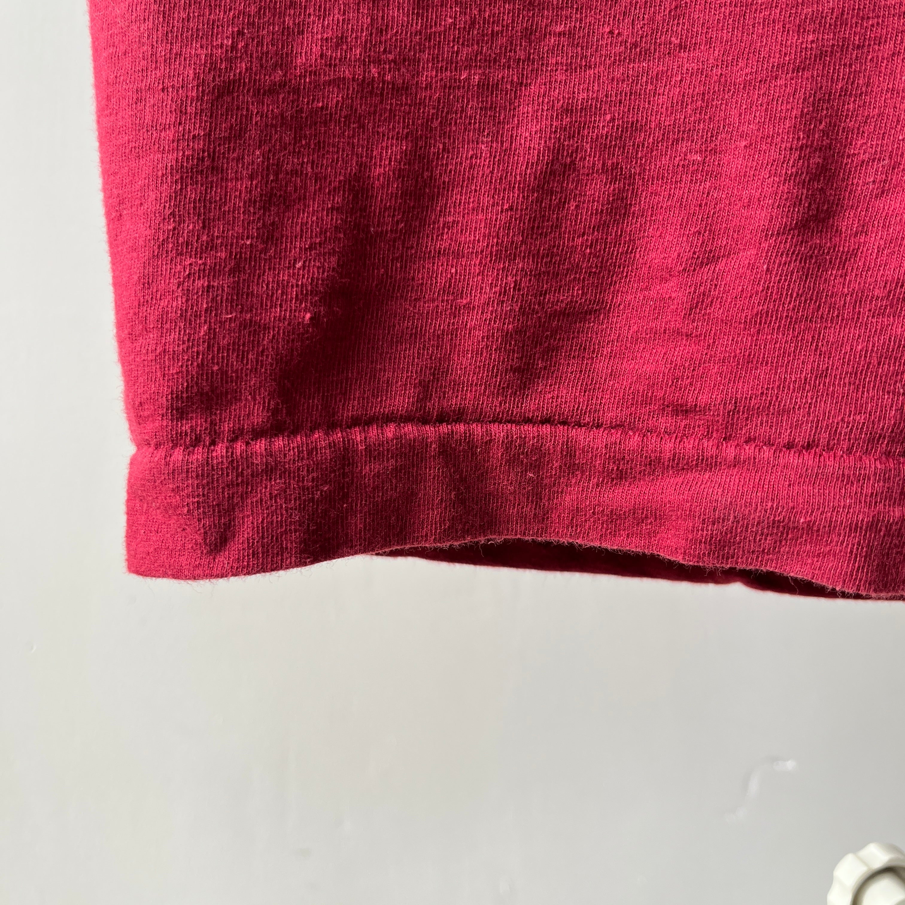 1980s/90s Blank Burgundy Pocket T Shirt