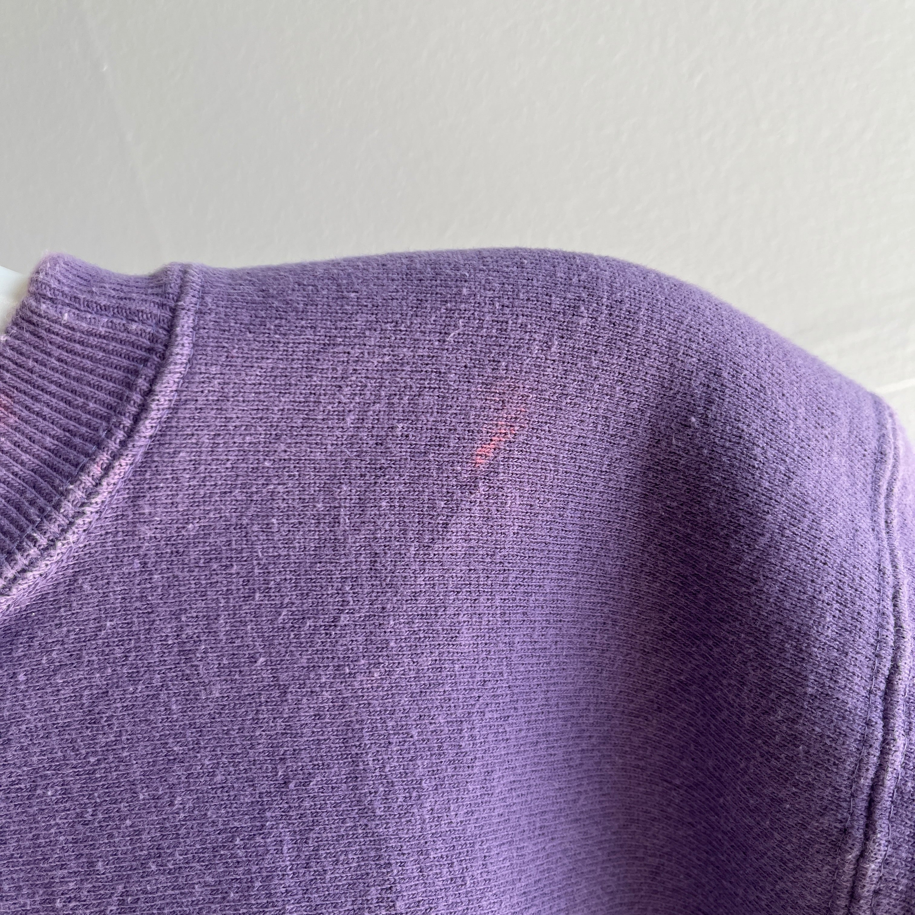 1980/90s Champion Brand Lilac Reverse Weave with some Pink Bleach/Color Bleed