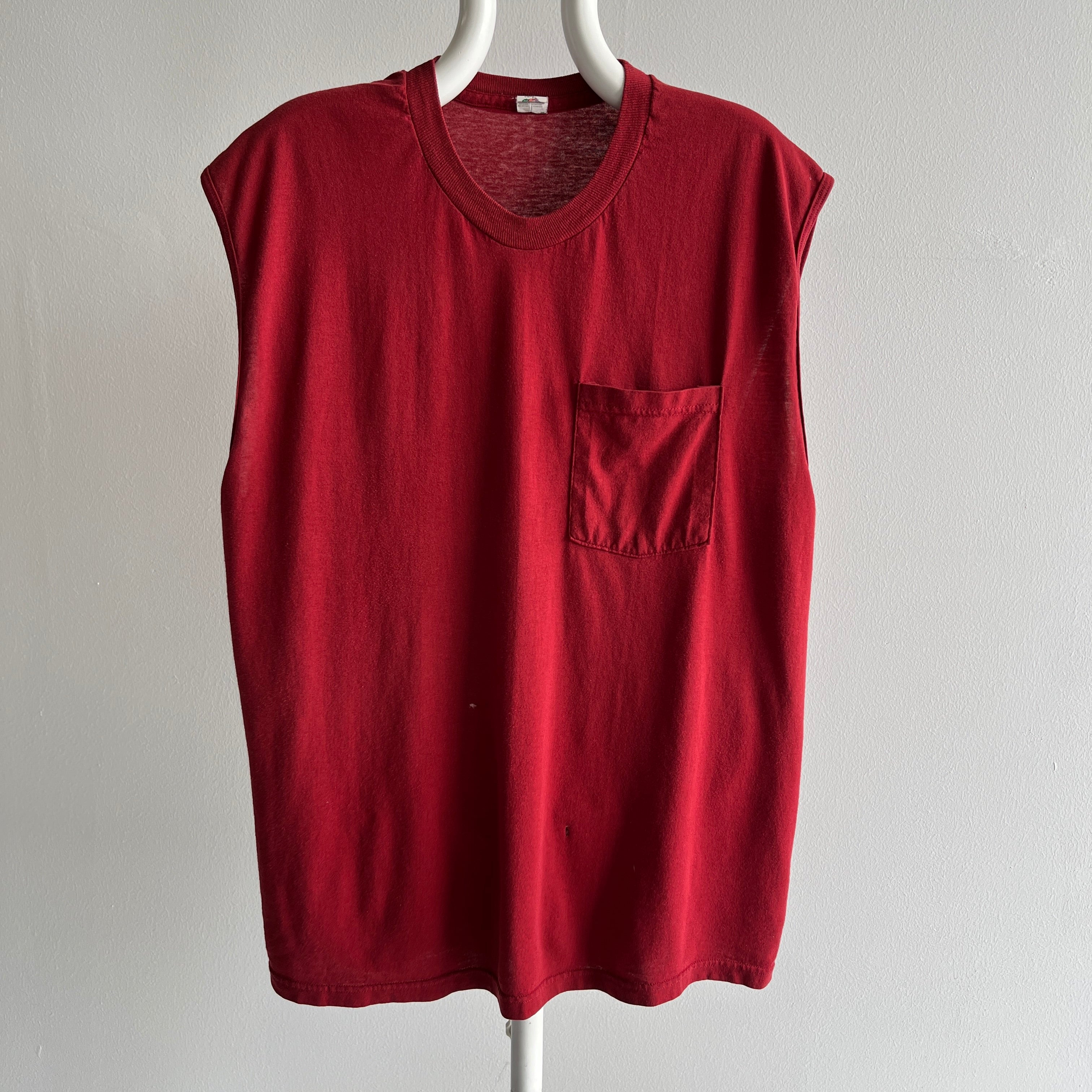 1990s Burgundy Pocket Tank Top by FOTL