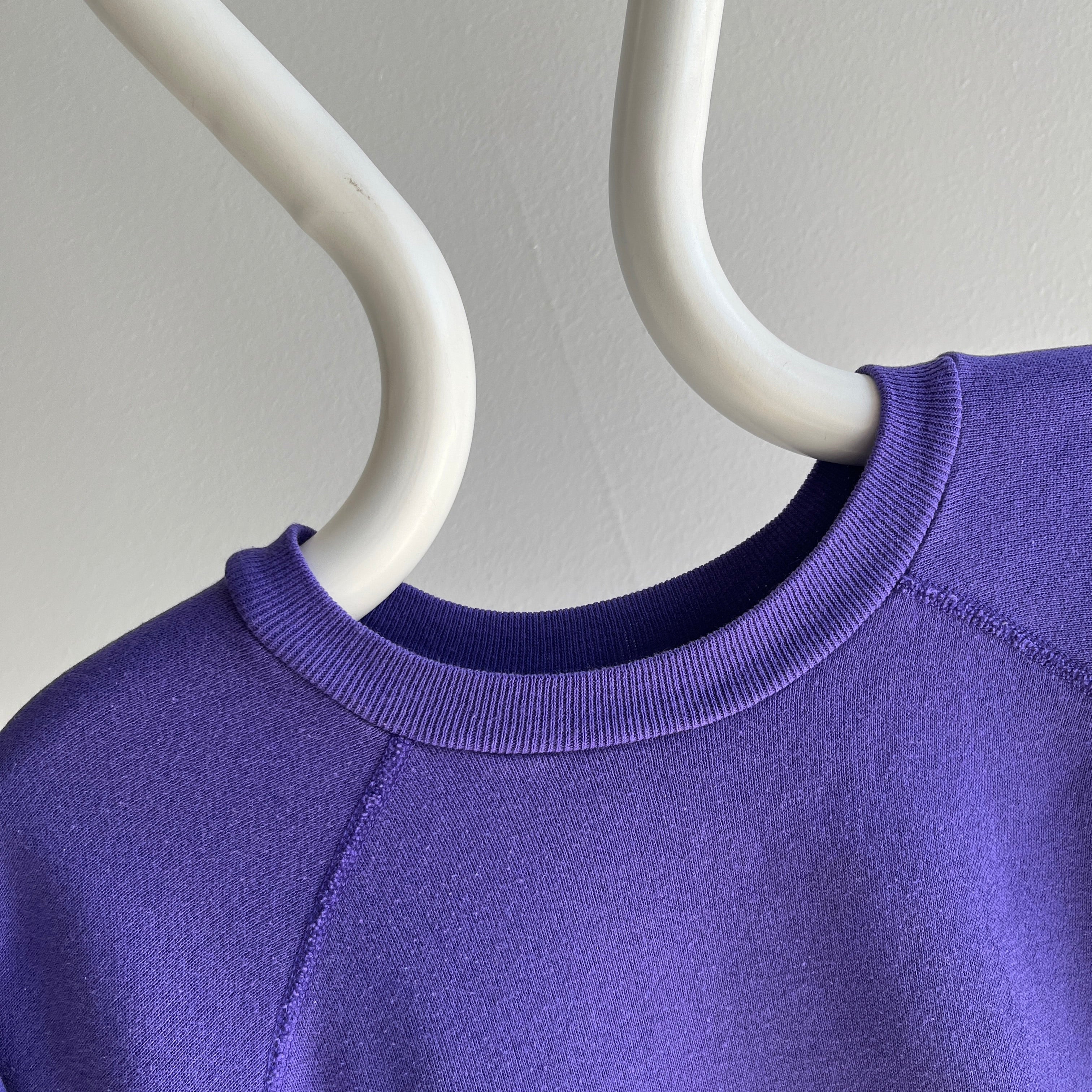 1980s Blank Purple Raglan - Great Fit