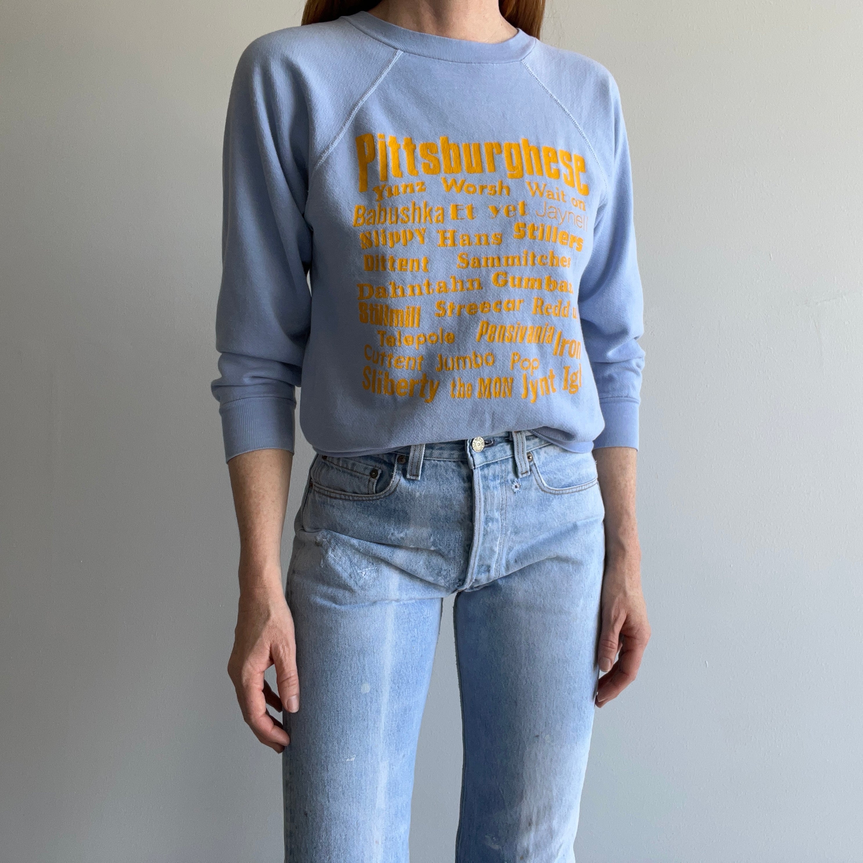 1970/80s Pittsburghese Tourist Sweatshirt - Ha, Ha, Ha