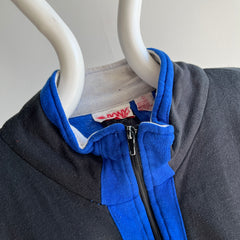 1990s Super Slouchy Stretched Out Pony Color Block Zip Up