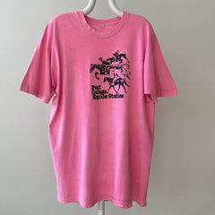 1980s Bright Pink Post College Equine Studies T Shirt