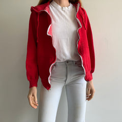 1980s Bright Red Zip Up Hoodie