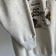 1980s Lapel Bulldogs Epically Age Stained to Ecru Sweatshirt