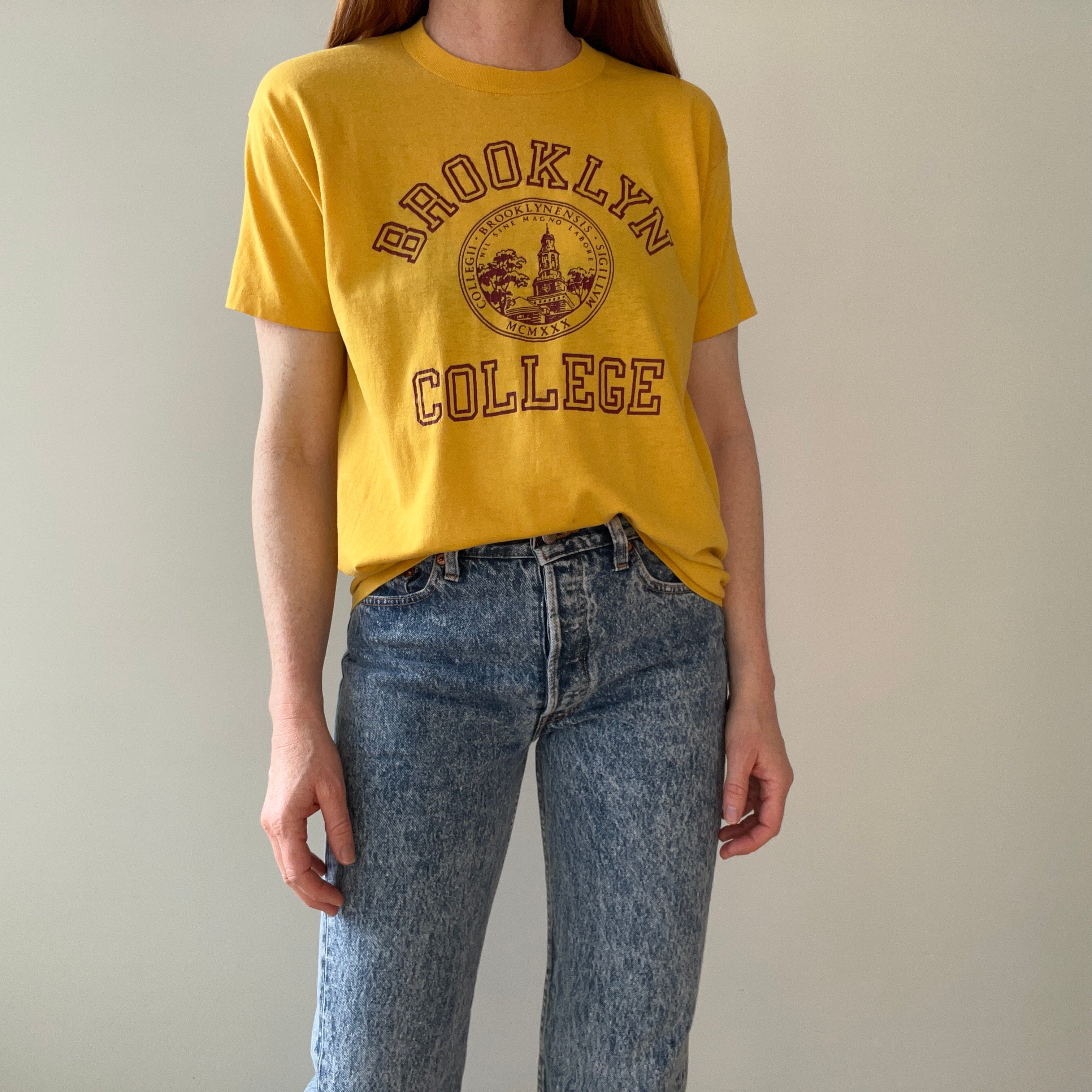 1970/80s Brooklyn College Thinned Out 50/50 T-Shirt