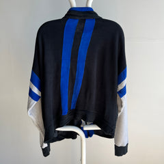 1990s Super Slouchy Stretched Out Pony Color Block Zip Up