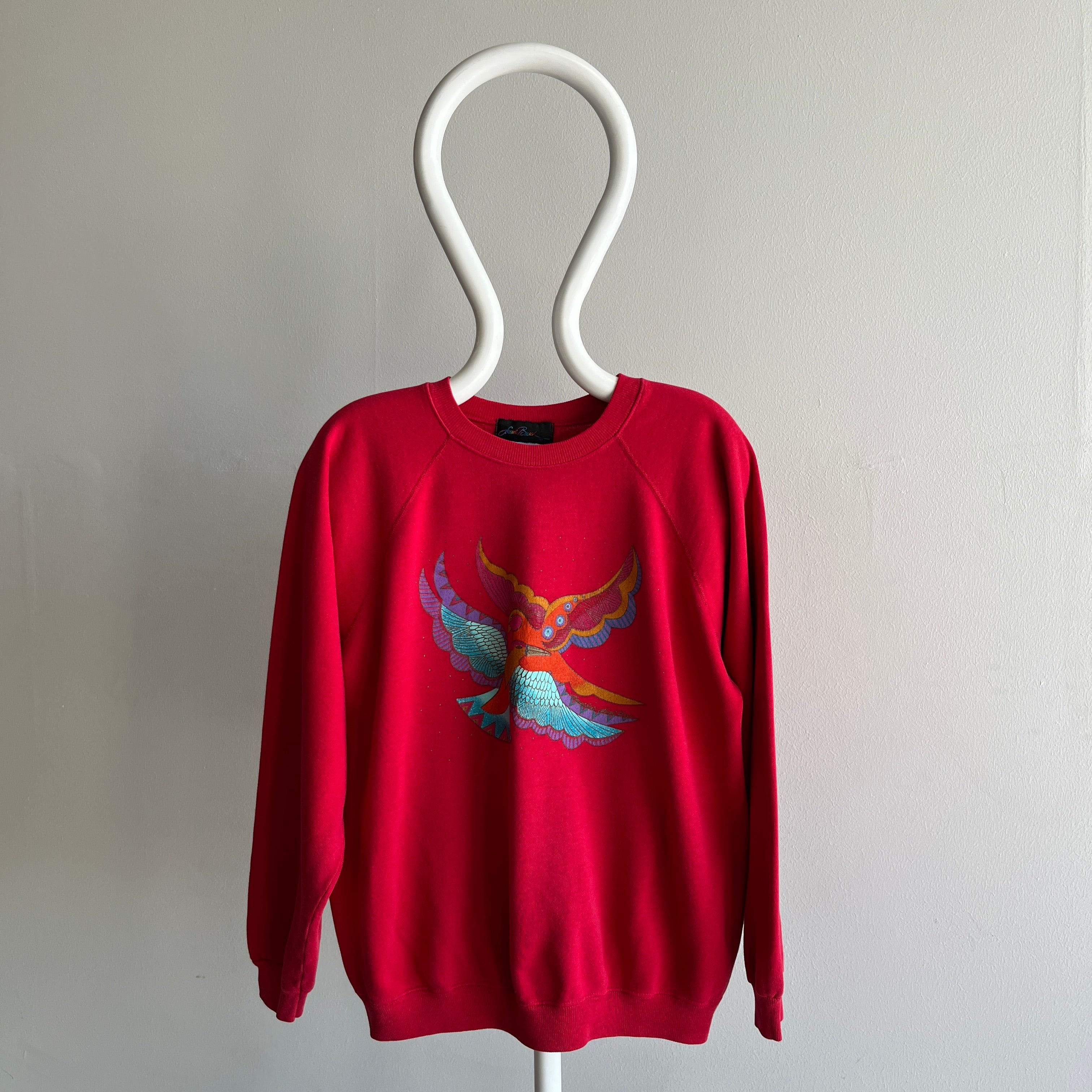 1980s Cool Colorful Birds Sweatshirt