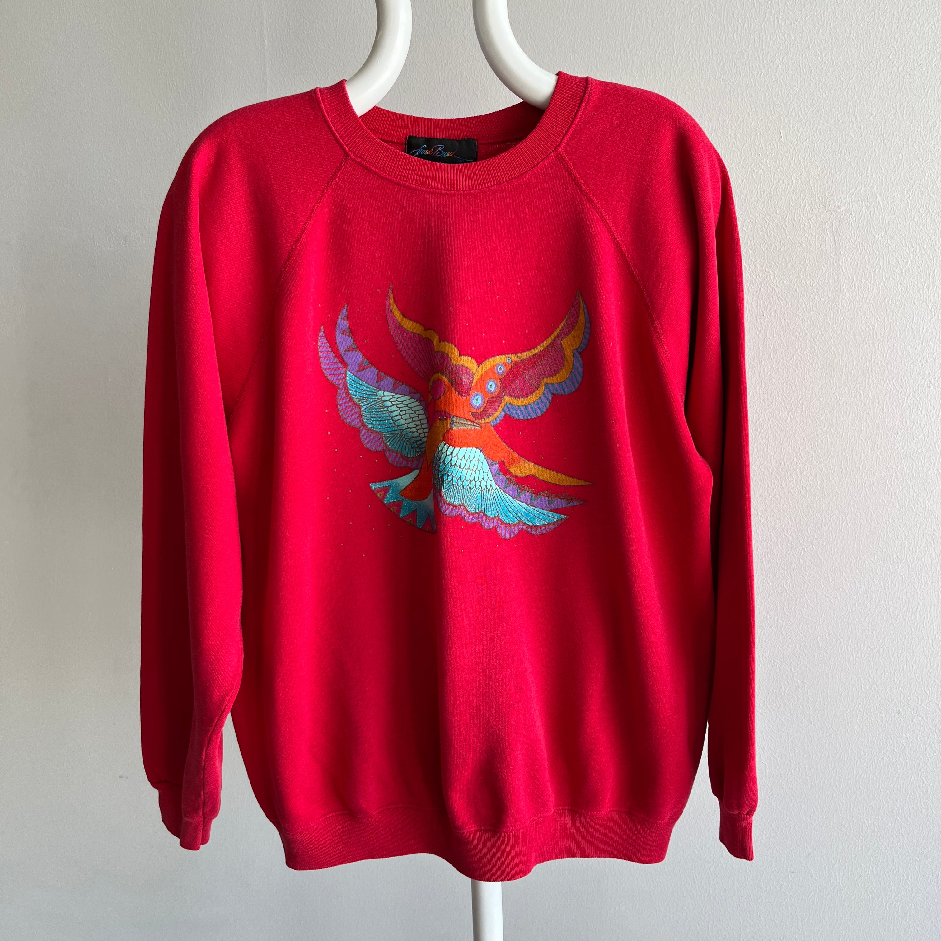 1980s Cool Colorful Birds Sweatshirt