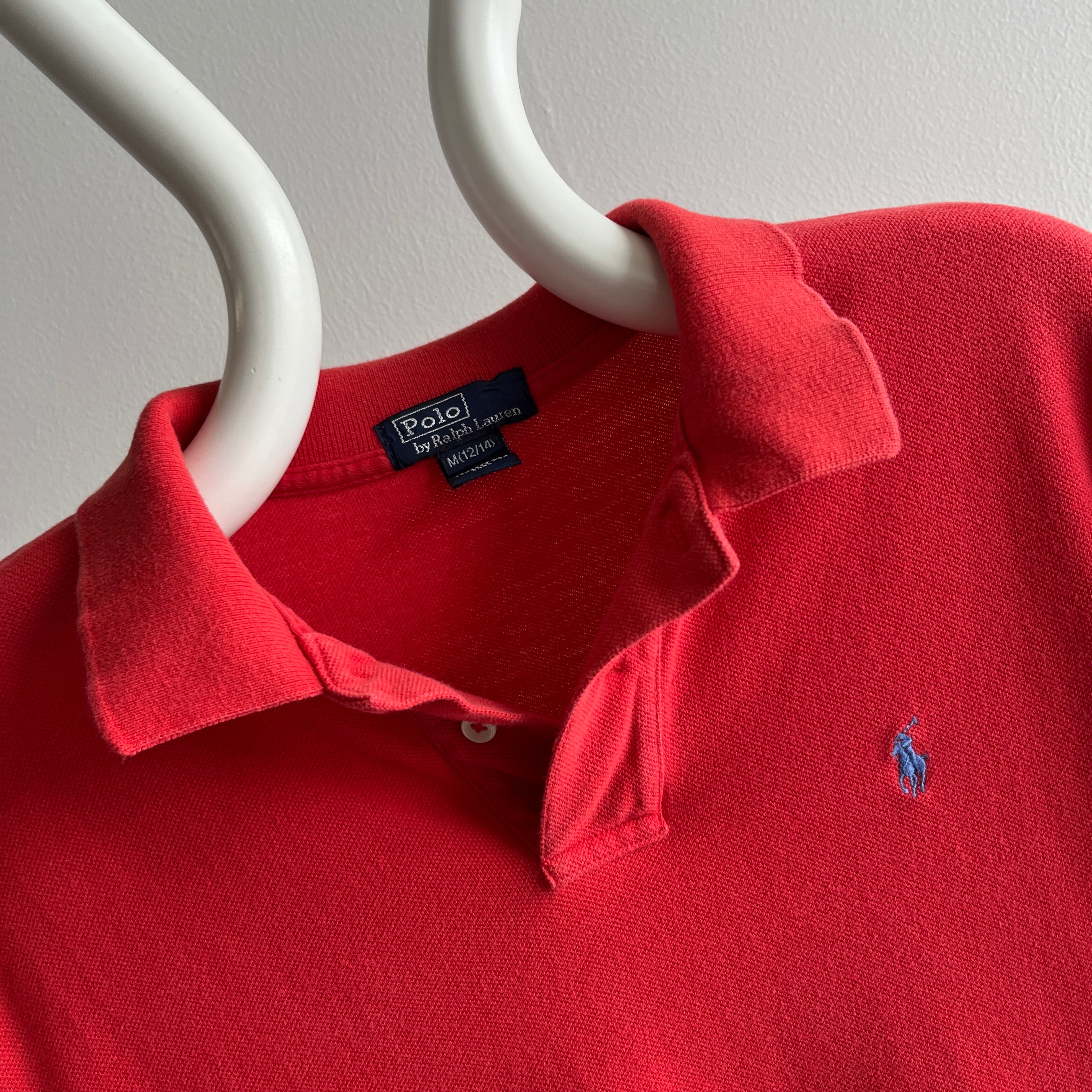 1980s Smaller Faded Red Ralph Lauren Long Sleeve Polo Shirt