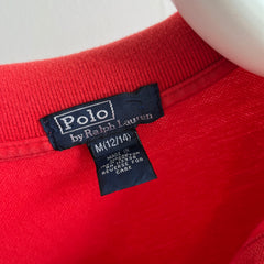 1980s Smaller Faded Red Ralph Lauren Long Sleeve Polo Shirt