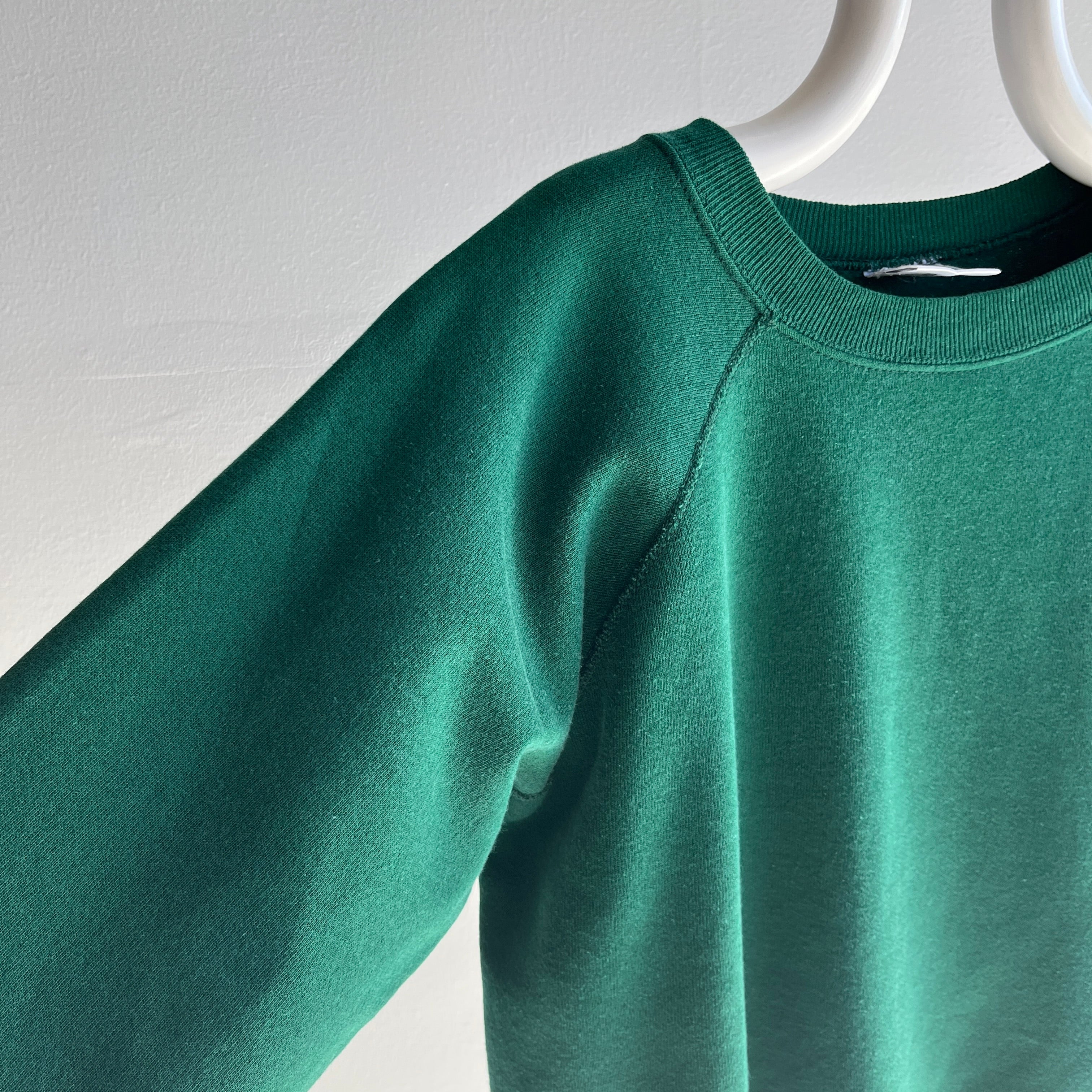 1980s Forest Green Blank Raglan with Shorter Long Sleeves - A GEM