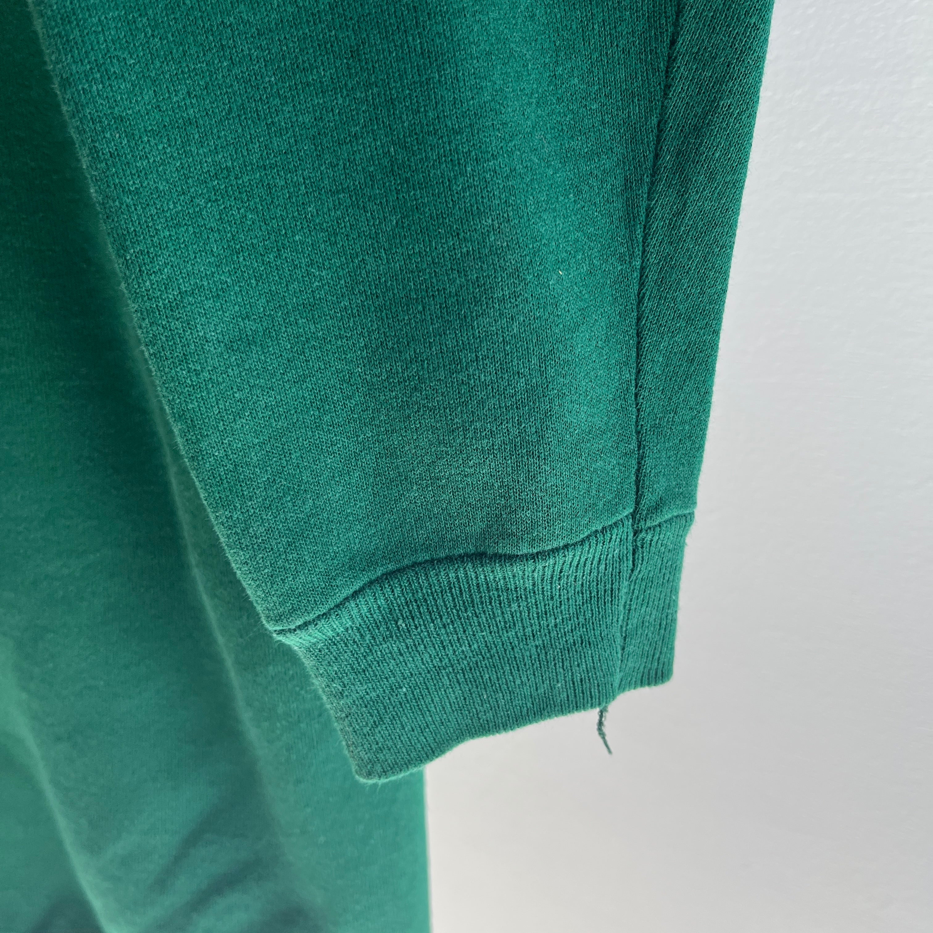 1980s Forest Green Blank Raglan with Shorter Long Sleeves - A GEM