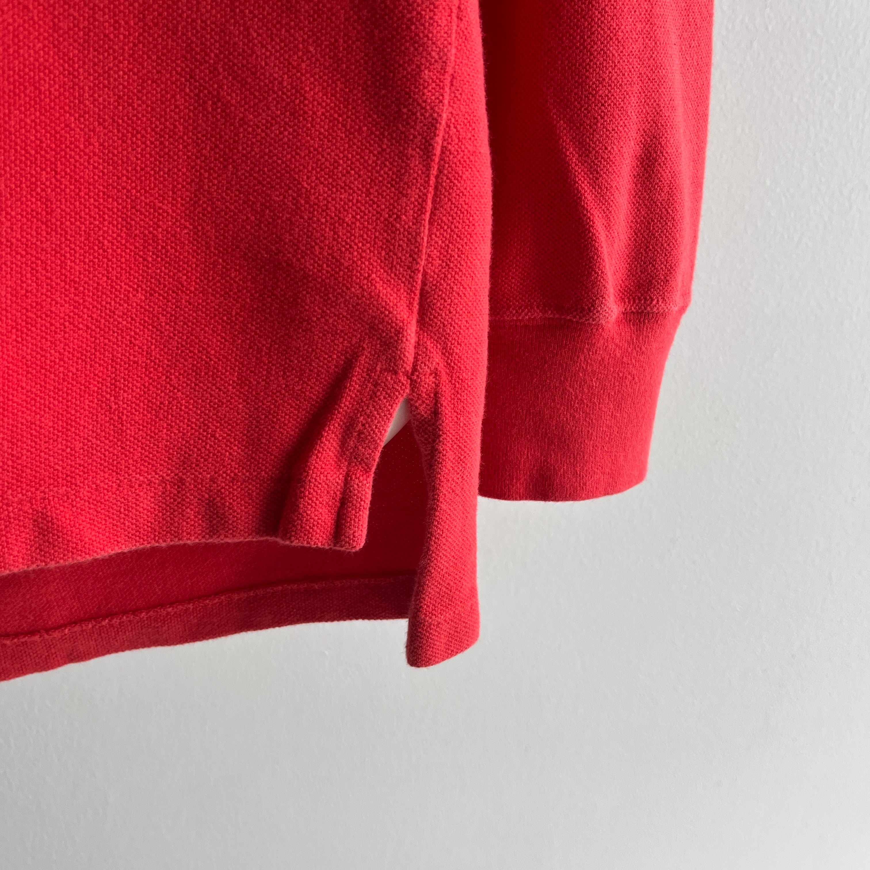 1980s Smaller Faded Red Ralph Lauren Long Sleeve Polo Shirt