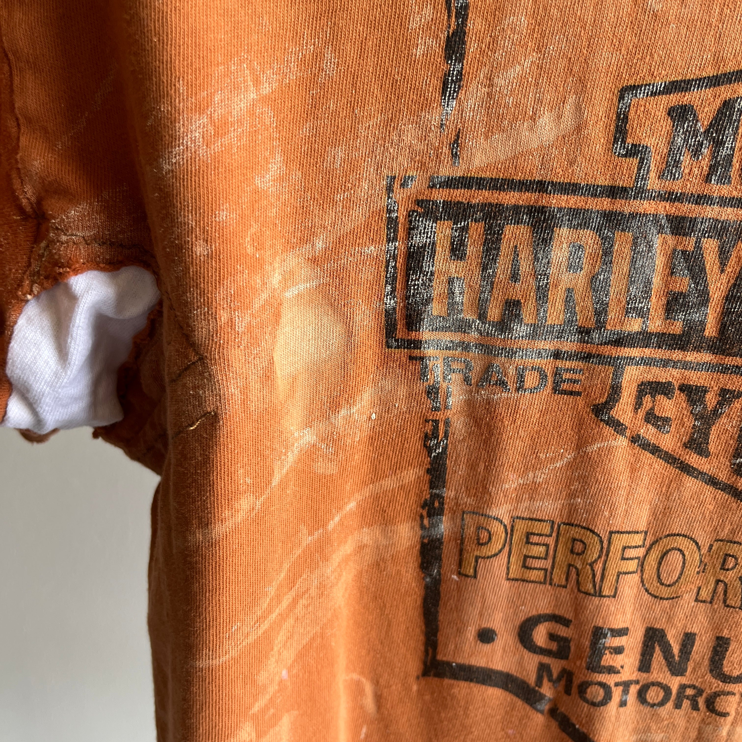 2000s Mended Beyond Rusty Orange Harley T-Shirt