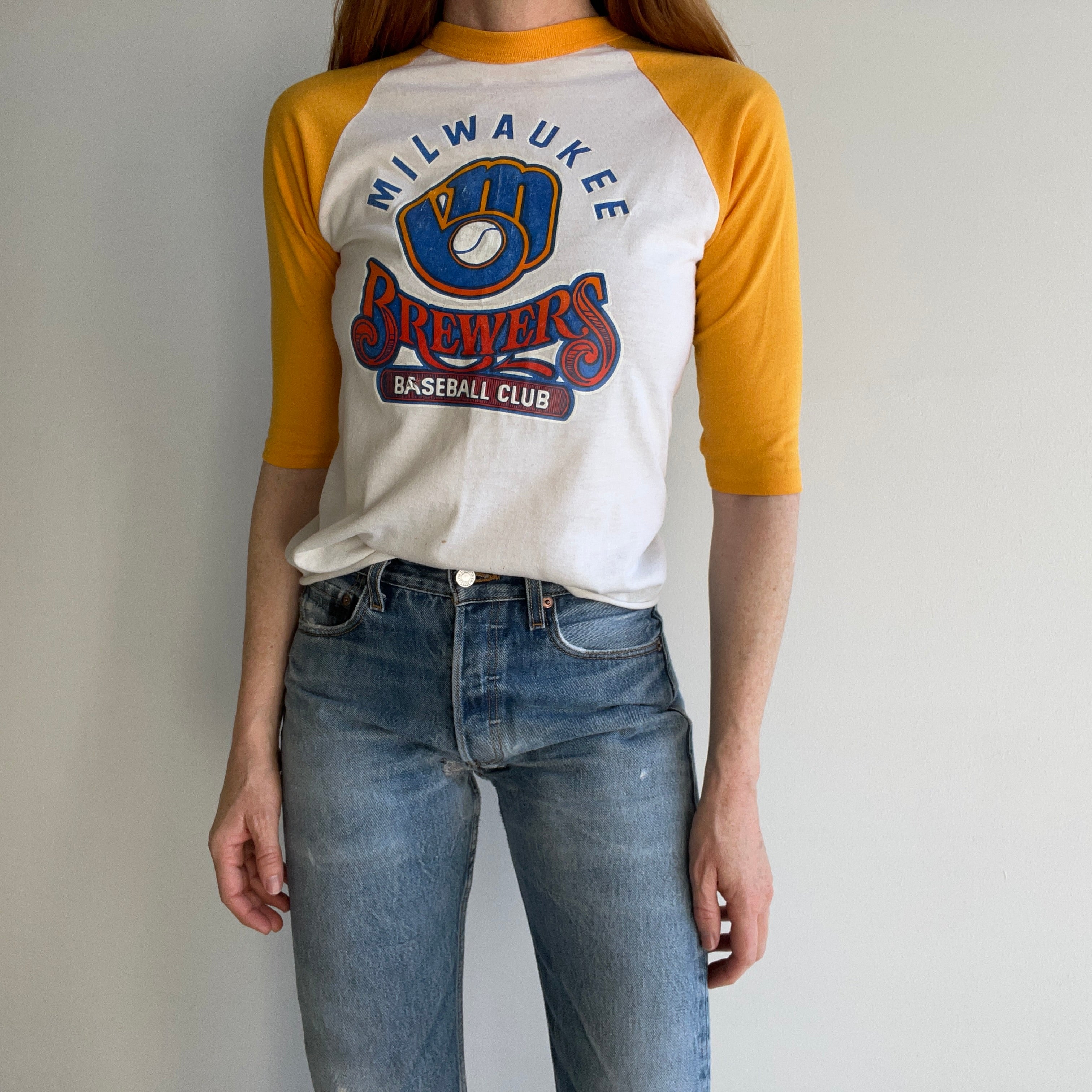 1970s Milwaukee Brewers Baseball Club Smaller Baseball T-Shirt