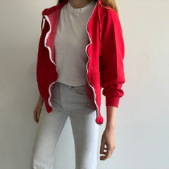 1980s Bright Red Zip Up Hoodie