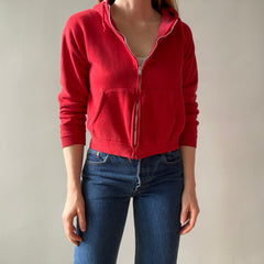 1970s Mostly Cotton (All?) Sweet Red Zip Up Hoodie - Personal Collection Piece