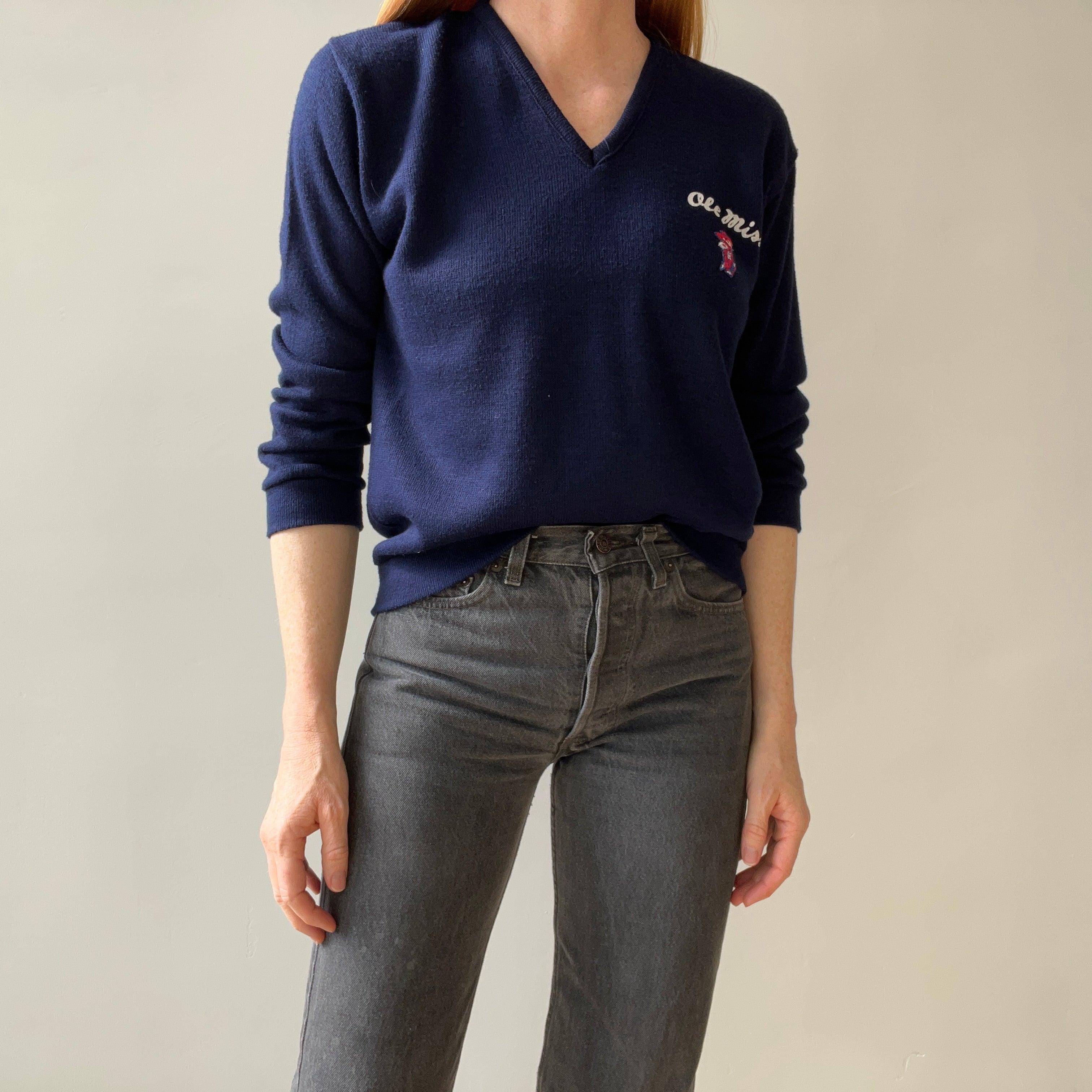 1980s Ole Miss V Neck Sweater