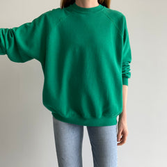 1990s Tultex Blank Green Raglan Sweatshirt