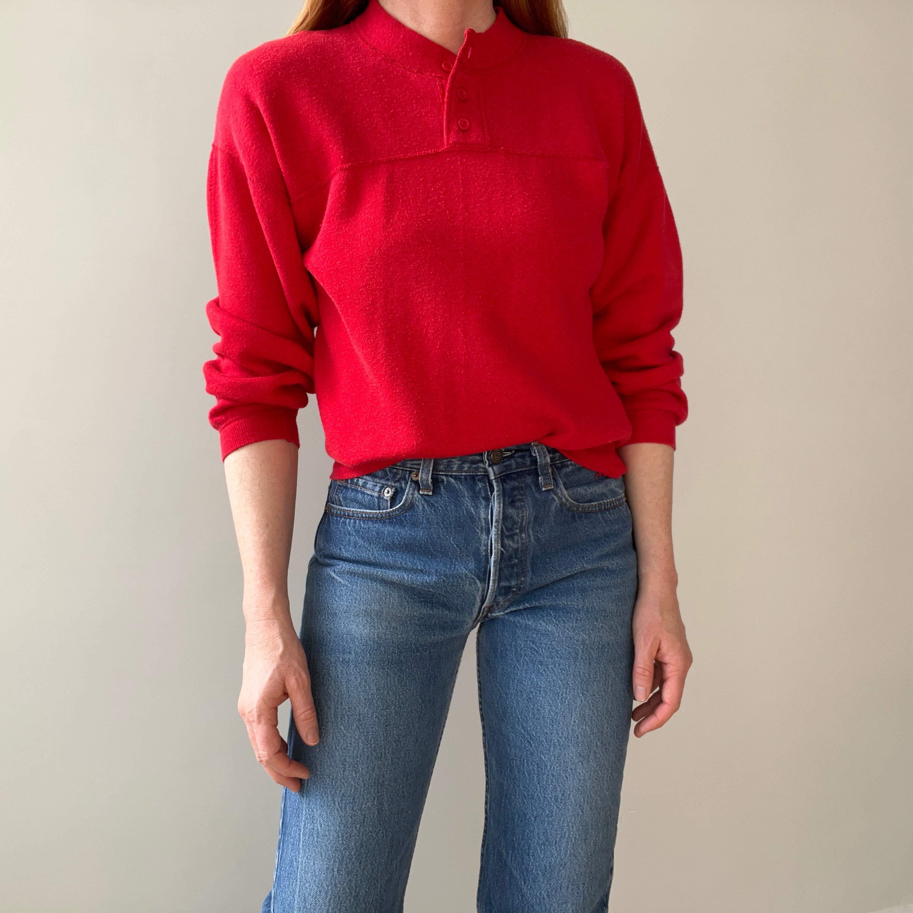 1980s Bassett Walker Henley Sweatshirt - Dreamy