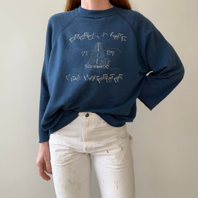 1989 Navy Blue Crescent Lake New Hampshire Sweatshirt - Thrashed