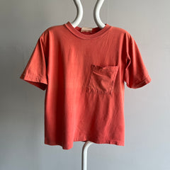 1980s Salmon/Orange Cotton Pocket T-Shirt - Swoon