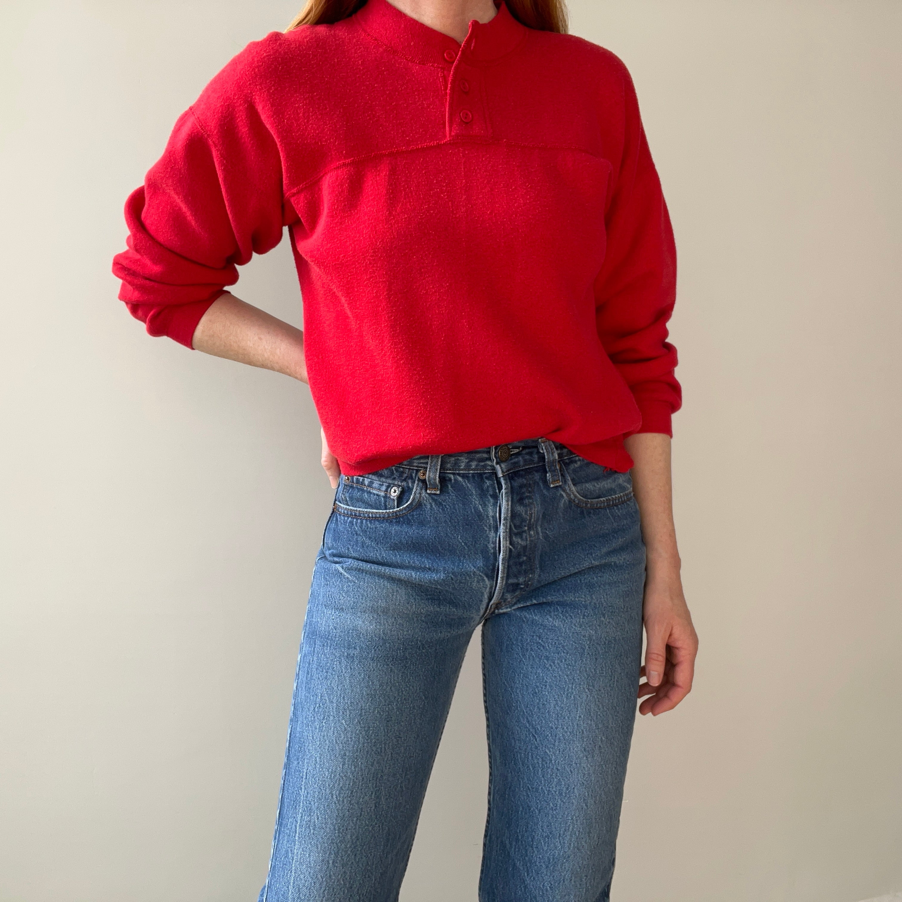 1980s Bassett Walker Henley Sweatshirt - Dreamy