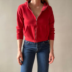 1970s Mostly Cotton (All?) Sweet Red Zip Up Hoodie - Personal Collection Piece