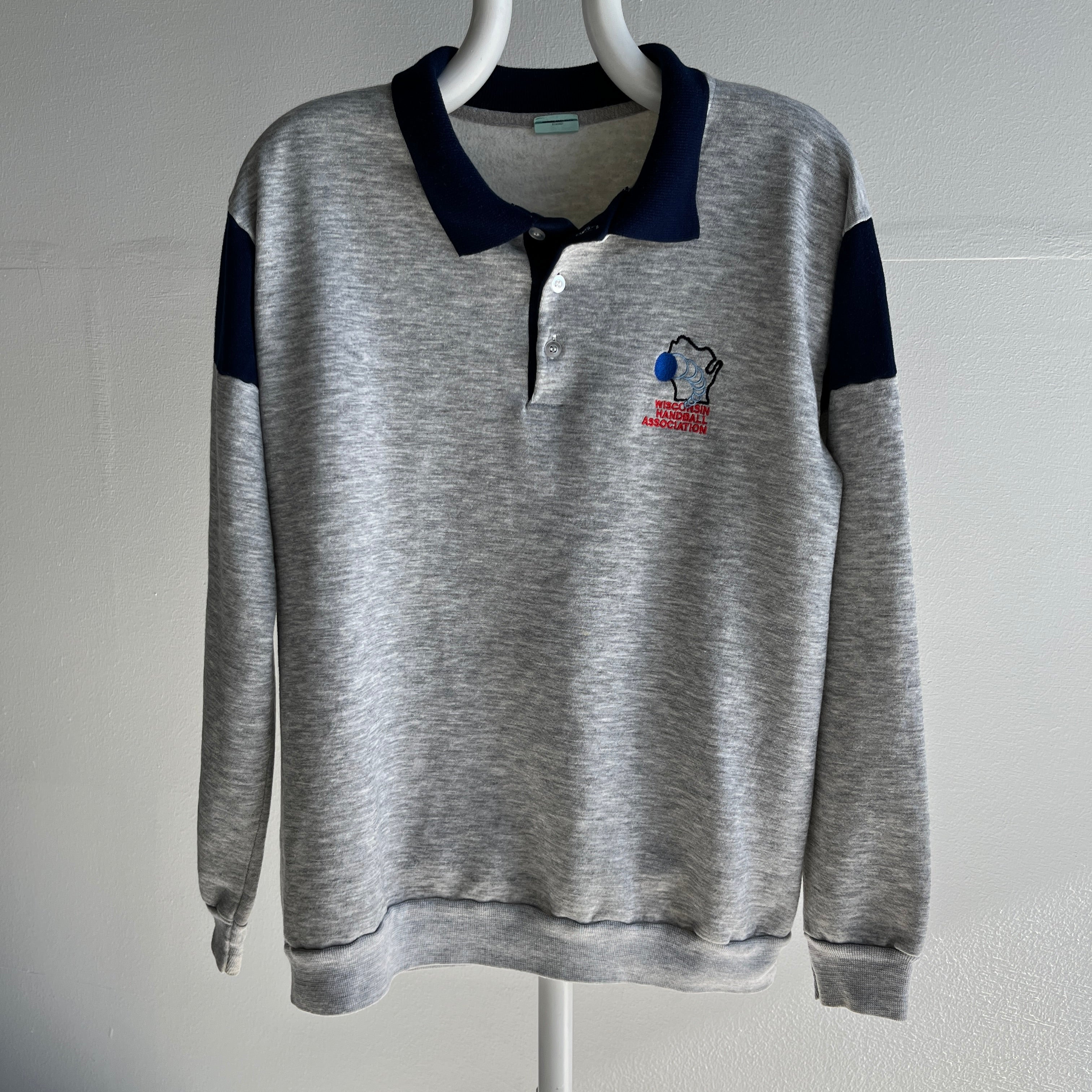 1970s Wisconsin Handball Association Polo Color Block Sweatshirt