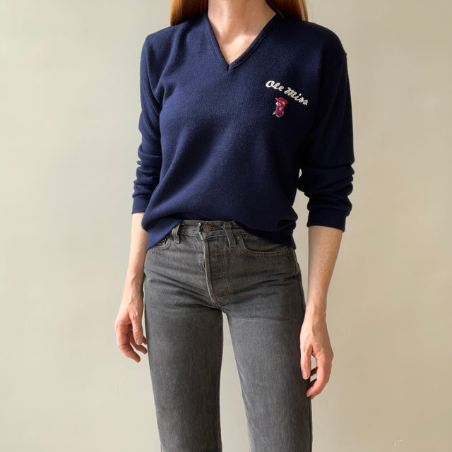 1980s Ole Miss V Neck Sweater